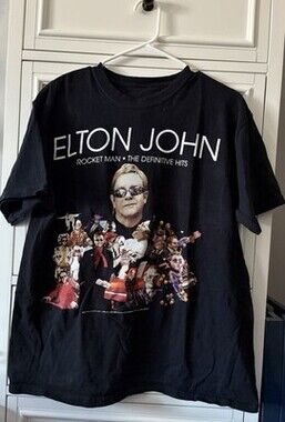 Elton John Black Graphic Tee - Short Sleeve (Unisex).